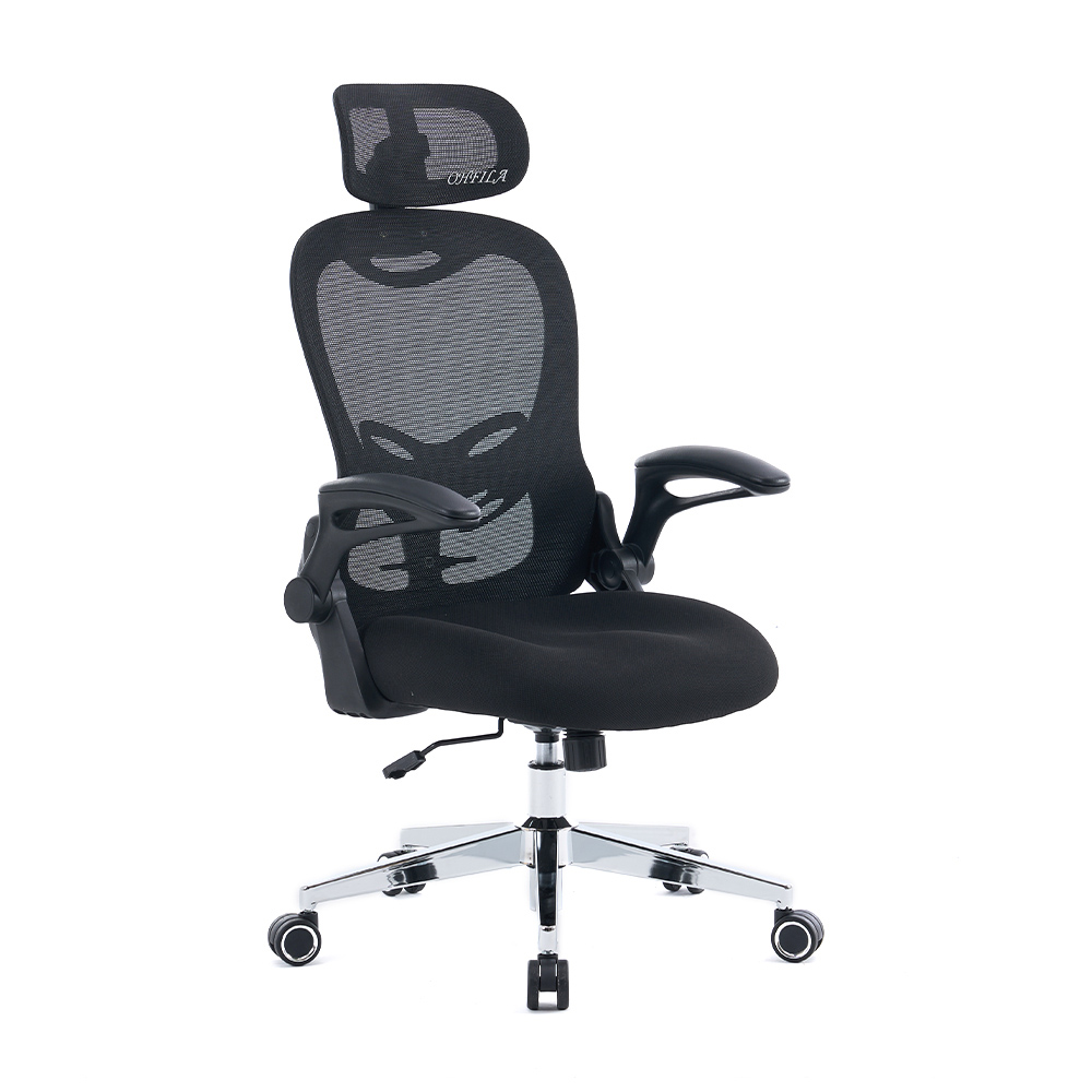 5140 chaise de bureau ergonomique en maille noir/blanc, chaise d'ordinateur à dossier haut